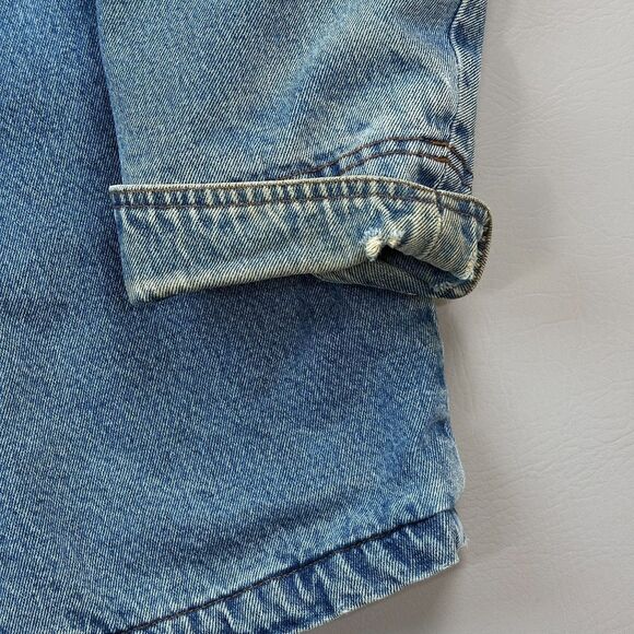 Vintage Wrangler hero Jacket Mens Medium Blue Denim Blanket Lined Utility Chore - Picture 12 of 16